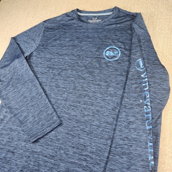 Vineyard Vines Performance Shirt Men Medium Blue Quick Dry UPF Sun Fishing Top - Picture 1 of 10